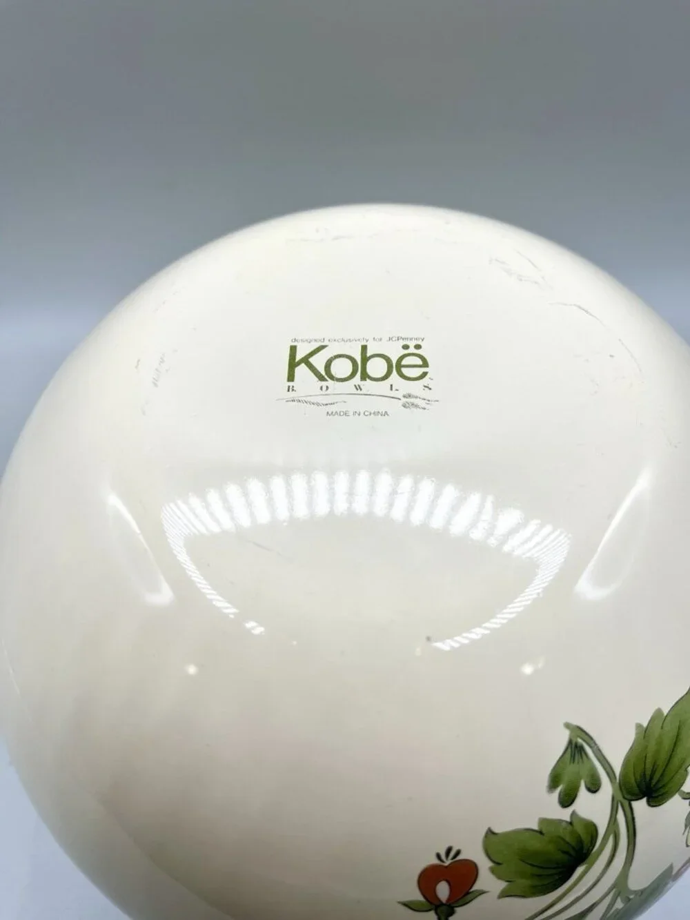 Vintage 1980s Kobe JCPenney Enamelware Floral Mixing Bowl Cottagecore Farmhouse
